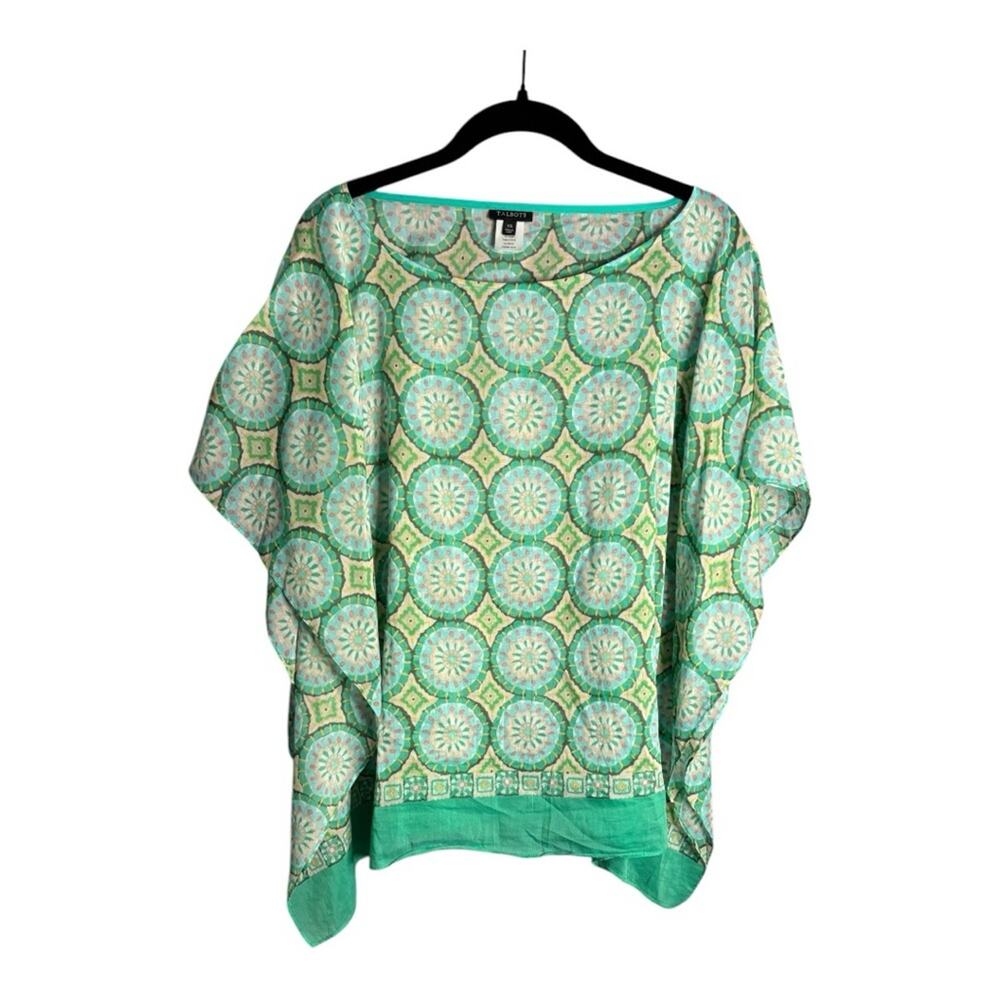 Talbots Light Green Geometric Print Flowy Blouse XS